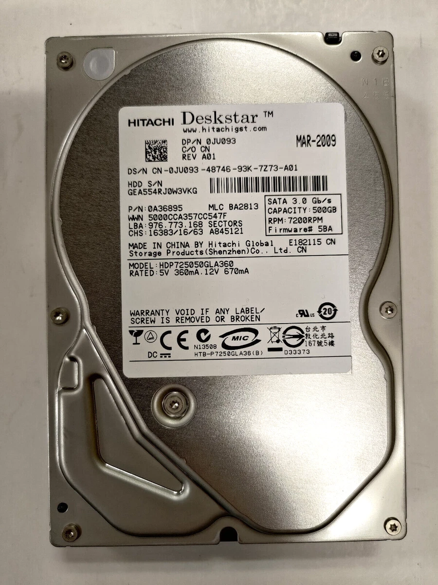 Hitachi 3.5 in Form Factor 500 GB Storage Capacity Internal Hard
