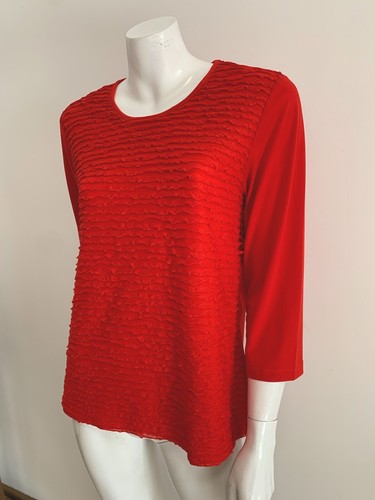 NONI B sz M/12 stretchy lightweight frilled red 3/4 sleeve top AS NEW - Picture 4 of 7