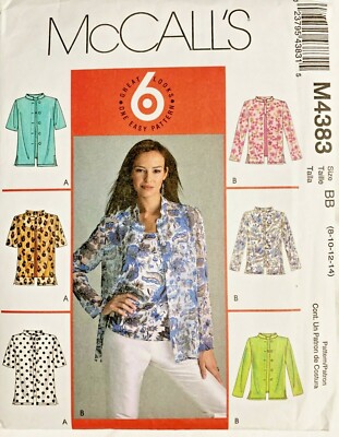 MCCALL'S Blouse & Tank  Sewing Pattern Uncut M4383  Misses  Size 8-14 New