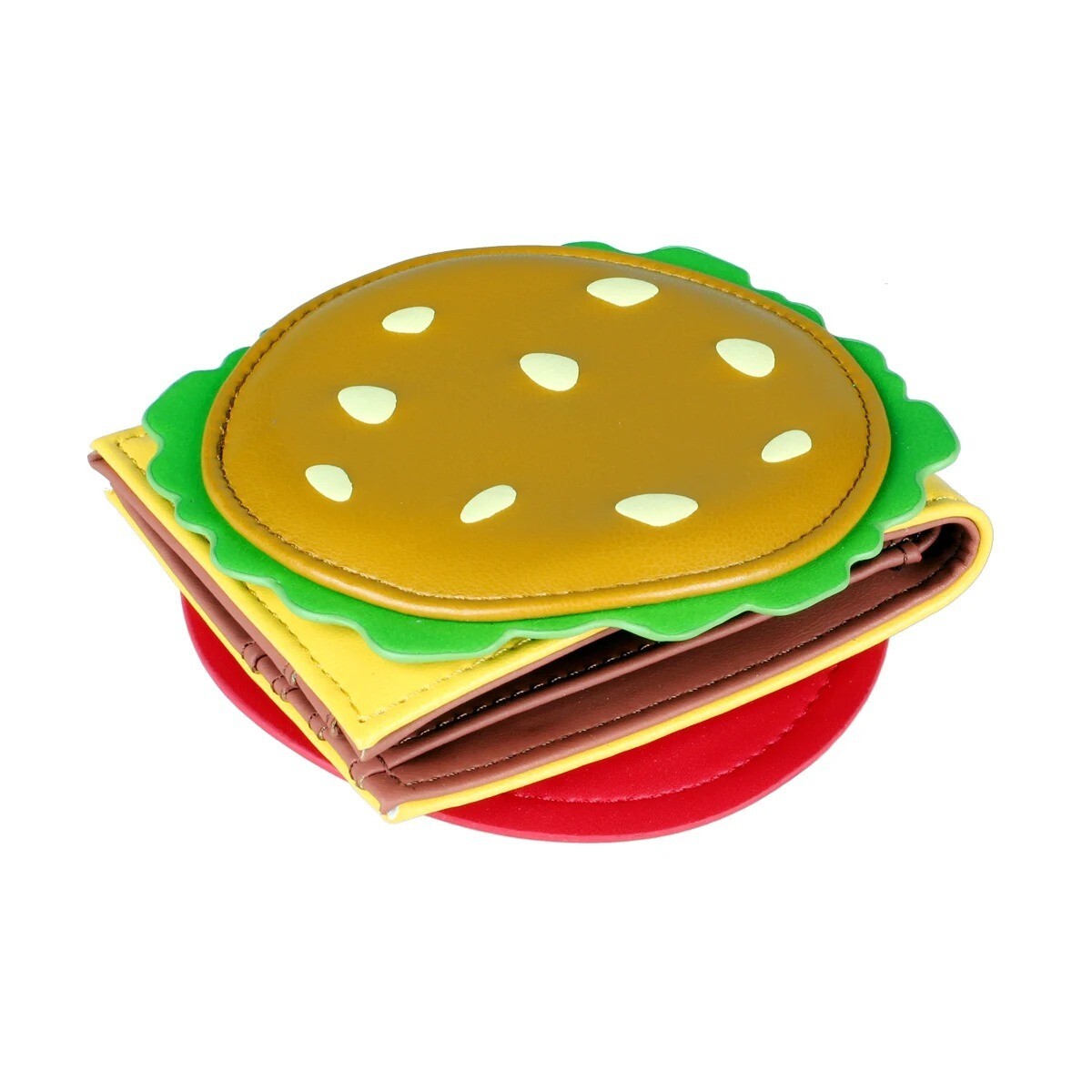 Buckle-Down Vegan Leather Bifold Wallet – Hamburger Print, 4.0 X 3.5 Inches