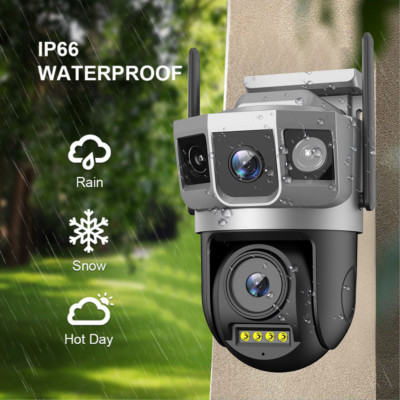 Dual Lens HD 4K WiFi IP Camera Wireless Outdoor CCTV PTZ Home Security IR Cam US