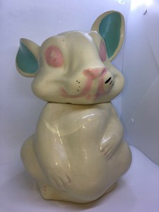 Vintage-Early-McCoy-Rabbit-Ceramic-Cookie-Jar-12-034-Tall