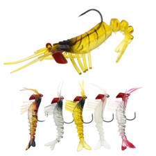 5pcs Soft Shrimp Lures Pre Rigged Weedless Soft Swimbaits Freshwater Bass