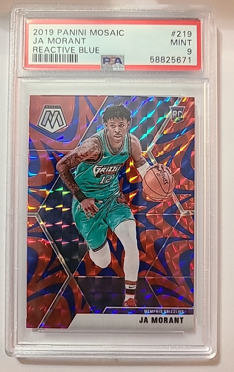 JA MORANT Rookie 2019 PANINI MOSAIC REACTIVE BLUE PRIZM #219 PSA 9 Rookie