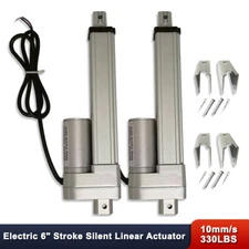 2 sets 6" Stroke Silent mode Linear Actuator with Brackets DC12V 1500N 10mm/s