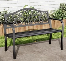 Patio Garden Bench Park Bench Outdoor Furniture Iron Metal Bench Porch Yard Deck