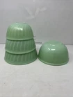 Vintage Green Jadeite Fire King Oven 6 7 7 8 Swirl Nesting Mixing Bowl Set of 4