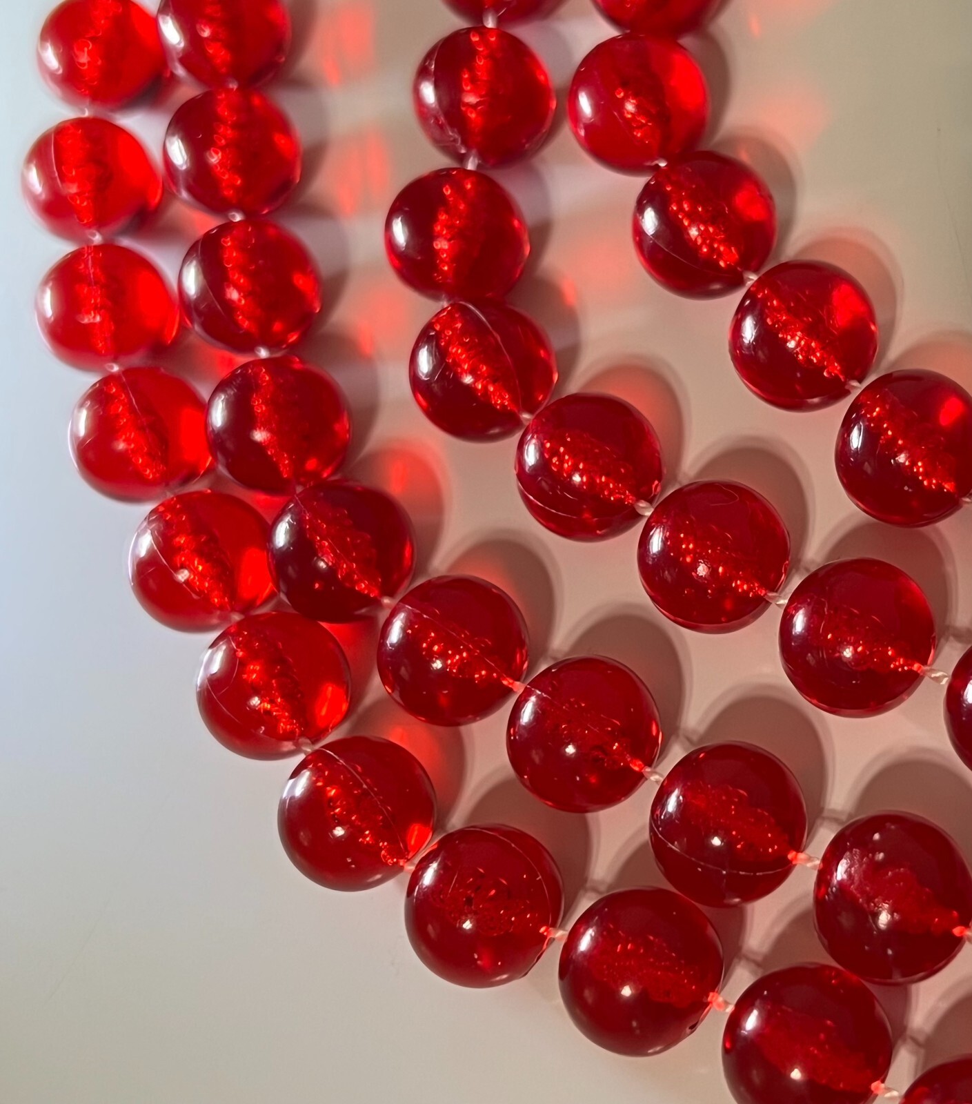 Transparent Ruby Red Acrylic Bead 72” Necklace 12… - image 11