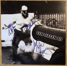 Van Halen III X4 Signed Autographed 12x12 Promo Flat JSA Eddie Alex Anthony Gary
