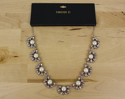 FOREVER 21 Necklace Silver Pink Jewelry Women's