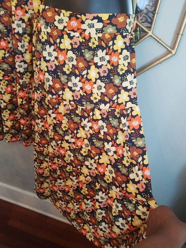 DOUBLJU Women's High Waist Floral Maxi Skirt With Double Shirring NWT Sz. Medium - Picture 12 of 12