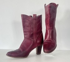 Vtg 7.5 70s 80s Ankle Leather High Heel Cowgirl Boots Women's Cowboy Boho Hippy