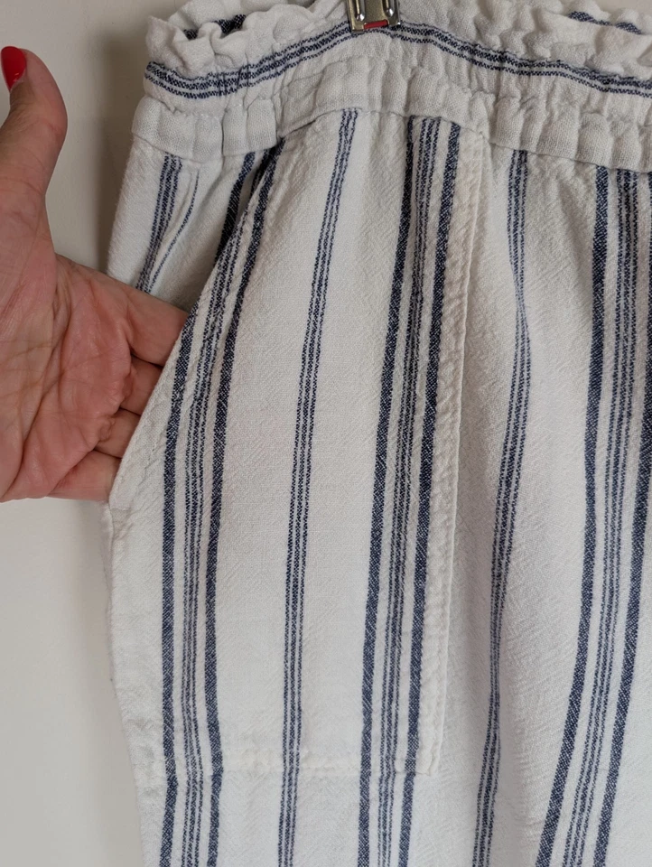 Faded Glory Womens' White Linen Blend Pull-On Ankle Pants - Size Large - Image 3 of 4