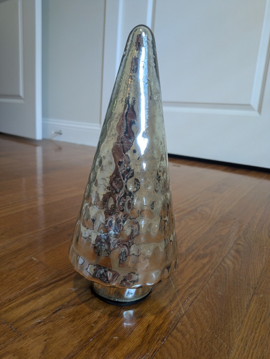 クレートアンドバレル　ツリー Crate and Barrel Antique Glass Silver Lit Tree Short 12