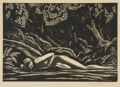 Forest Pool Rockwell Kent 1927 VINTAGE art print antique painting