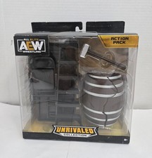 AEW Unrivaled Action Pack Wrestling Set Tavolo Scala Sedia Barile Accessori