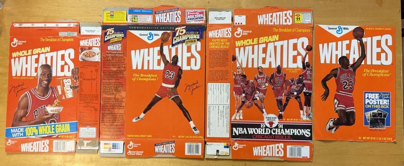 Michael Jordan 3 Different Wheaties Boxes Folded & Poster EX