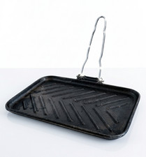 BISTECCHIERA GHISA PIASTRA GRILL RETTANGOLARE Induzione Manico Pieghevole BBQ