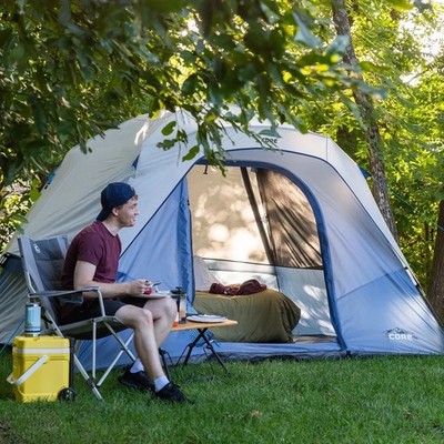 New CORE 6-person Lighted Dome Tent Grey Blue Camping