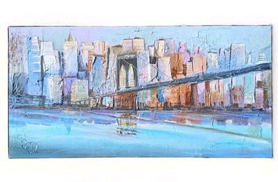 New York Brooklyn Bridge Collage 50x100 cm Original signiert   Gerner