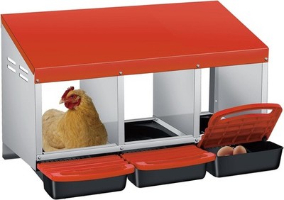 Chicken Nesting Box 3 Compartments Metal Roll Away Nest Box Egg Laying Boxes
