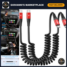 3ft USB C Charger Cable 2-Pack, Coiled Type C to Type C for Car  Home Use