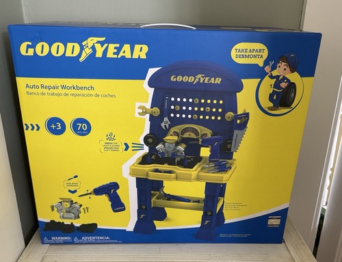 Goodyear Auto Repair Workbench, 7 Piece Tool Set, for Toddlers 3+