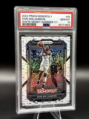 2022 Panini Prizm Monopoly - Zion Williamson #55 White Money Shimmer 1/1 PSA 10