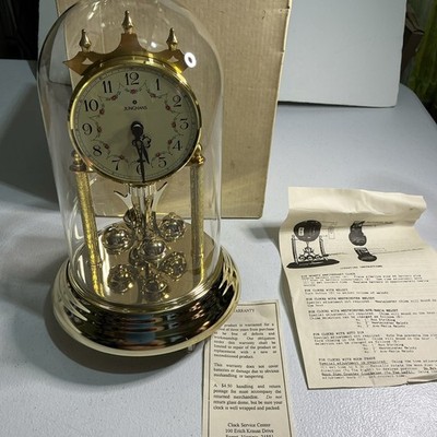 Junghans Anniversary Glass Dome Gold Pendulum Quartz 85 Table Clock With Box