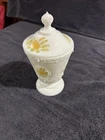 Fenton Hand Painted Flowers On Milk Glass Medallion Covered Candy Box
