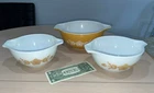 Vintage PYREX Butterfly Gold Cinderella Nesting Bowls 441 x 2 and 442 Set 3 bowl