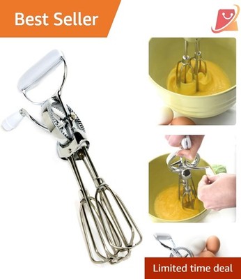 Egg Beater Stainless Steel Hand Crank Mixer 12 Inch Durable Baking Tool