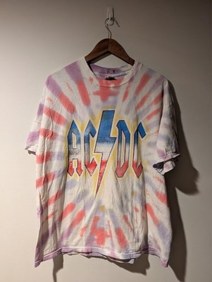 VTG 2001 AC/DC Stiff Upper Lip Concert Tour Rock Band T Shirt size XL Tie Dye
