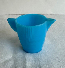 Vintage Akro Agate Small Concentric Ring Teapot in Blue Glass, 2 1/2" tall