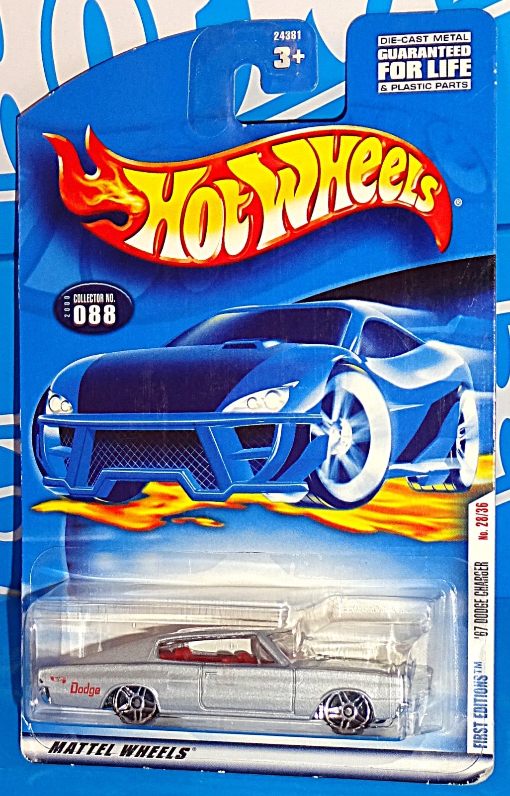 Hot Wheels 2000 First Editions #88 '67 Dodge Charger Gray w/ PR5s 2001 Board