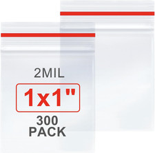 300Pcs 1X1 Inch Mini Plastic Bags, Resealable Small Zip Baggies for Small