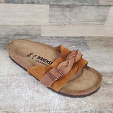 Birkenstock Oita Braided Sandals Womens Sz 6 Narrow Brown Suede Slip On