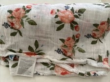 LITTLE UNICORN WATERCOLOR ROSES FLORAL MUSLIN COTTON SWADDLE BLANKET 47 X 47