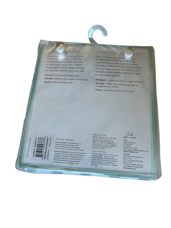 Cubierta de almohadilla cambiadora Aden + Anais gris y blanco a rayas 100 % algodón suave muselina  Foto 2 de 2