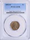 1911 S Lincoln Cent PCGS AU58