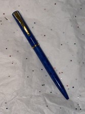 Waterman Paris Ballpoint Pen : Blue Marbled w/ Gold Trim: Vintage