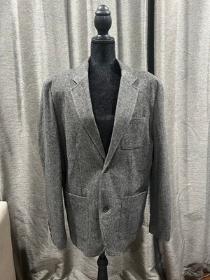 Gap Tweed Blazer Mens Large Gray Herringbone 2 Button Sport Coat Jacket Casual
