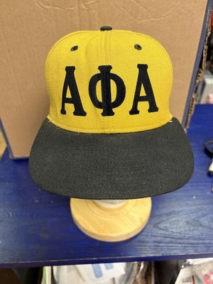 Alpha Phi Alpha Wool Old Gold/Black Baseball Hat with Flock Letters Sz S/M