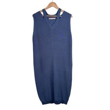 Paisie Jumper Dress Size M Oversized Blue Midi Knitted Sleeveless Stretchy