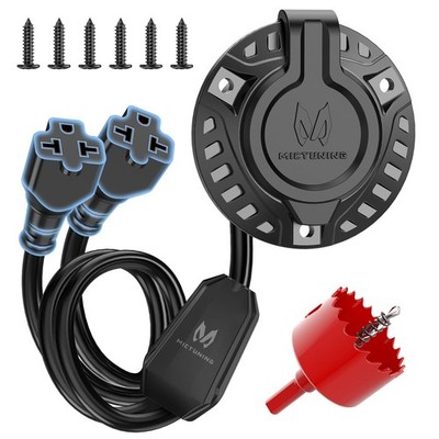 20A 125V AC Port Plug,12AWG Heavy-Duty RV Shore Power Inlet Socket Dual 20'' Cord