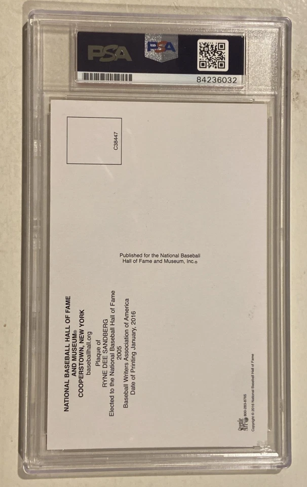 Ryne Sandberg Signed HOF Plaque Baseball Postcard PSA/DNA Certified Auto - Image 4 of 4