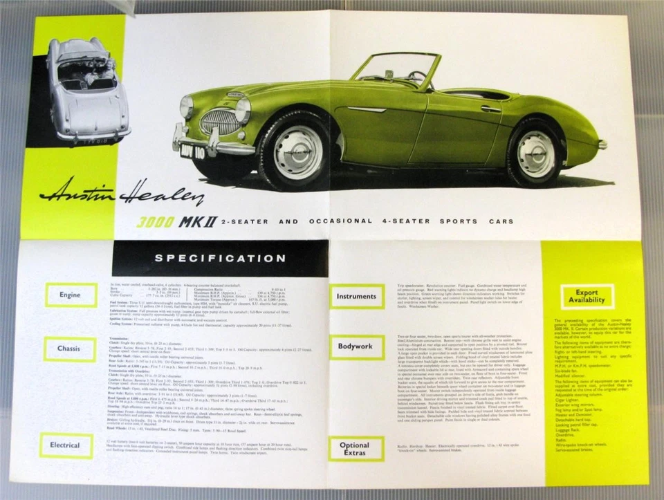 AUSTIN HEALEY 3000 Mk II Car Sales Brochure c1961 #2034 - Image 3 of 4