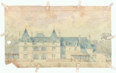 Newport Rhode Island Ochre Court Goelet House 1880s Elevation Rendering
