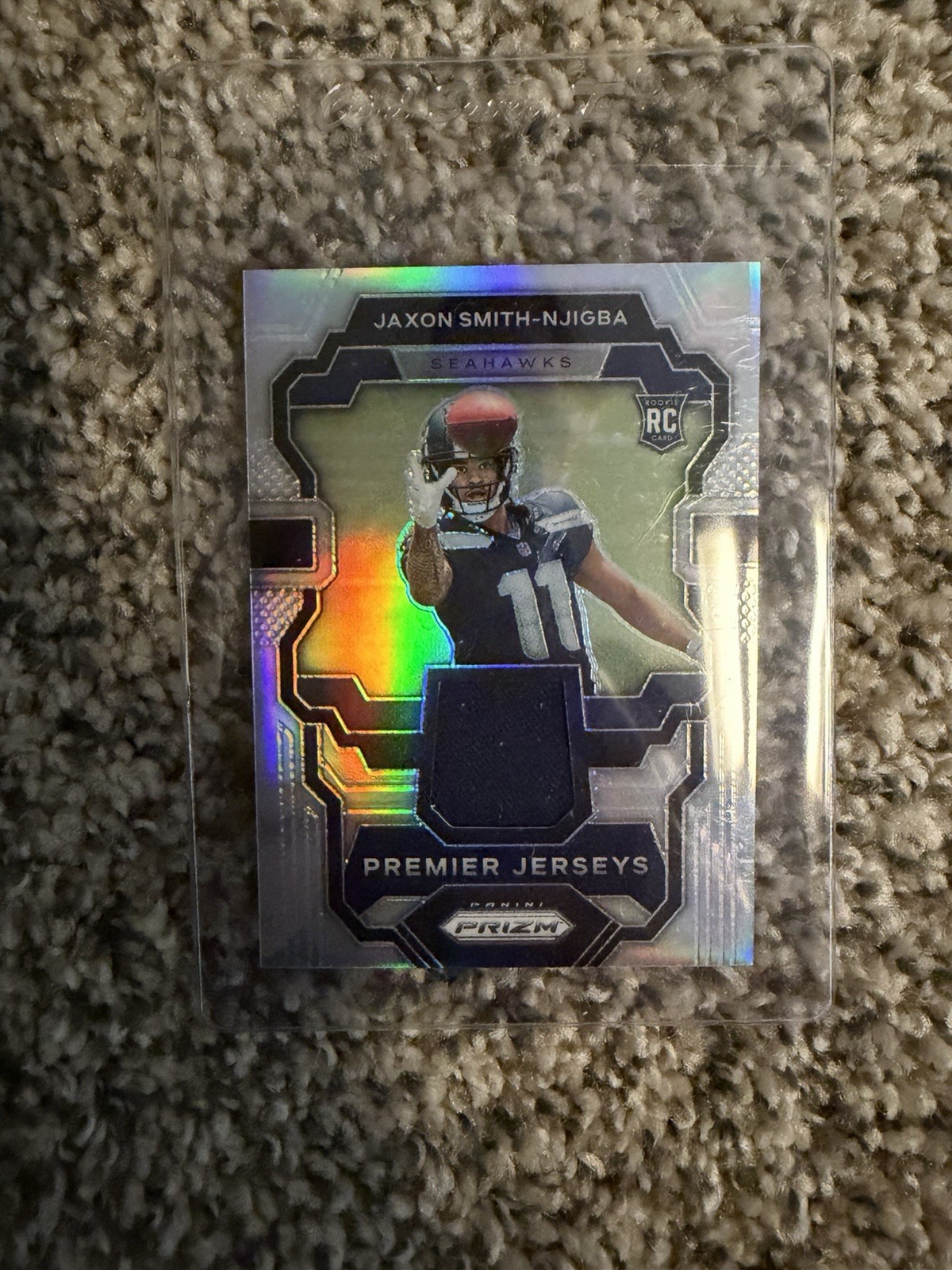 2023 PANINI PRIZM JAXON SMITH-NJIGBA Silver Patch Premier Jersey Rookie Seahawk