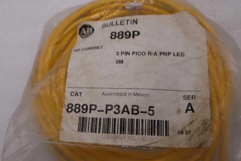 NEW AB Allen Bradley Molded Cordset 889P-P3AB-5 3 PIN STOCK H1558 - Image 2 of 2